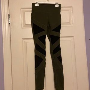 Army Green Leggings with black mesh
